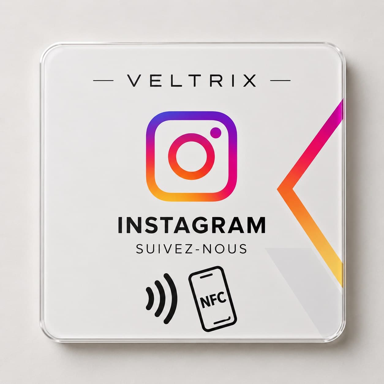 Support NFC classique Veltrix pour ouvrir le profil Instagram
