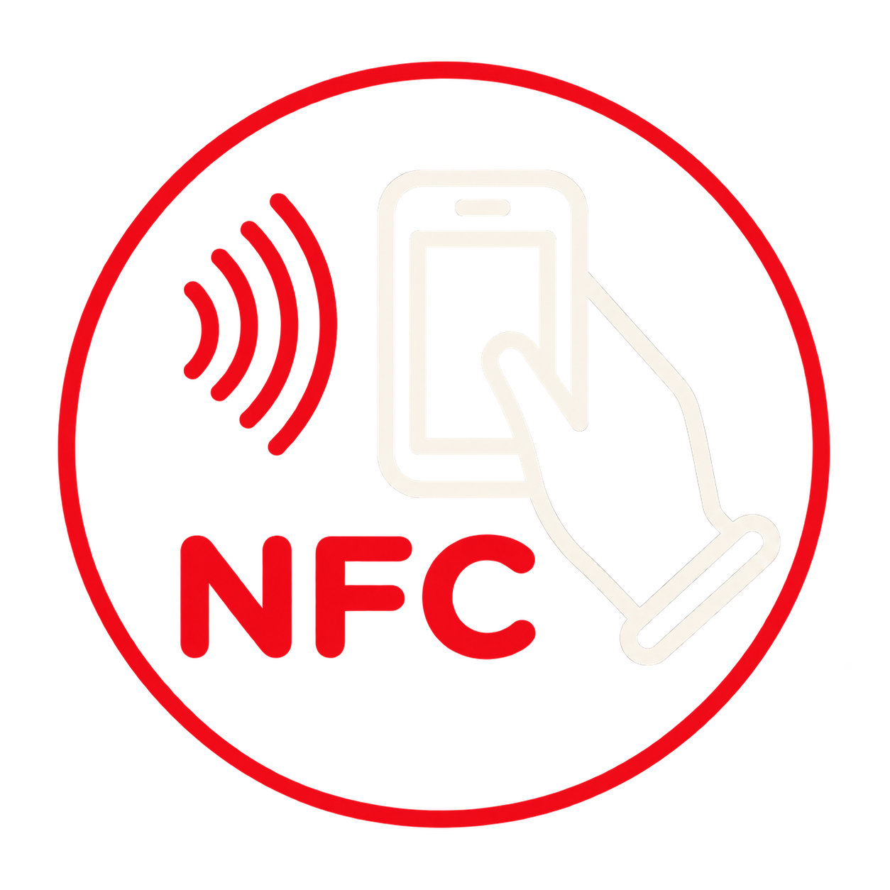 Pictogramme NFC : un téléphone approche une puce